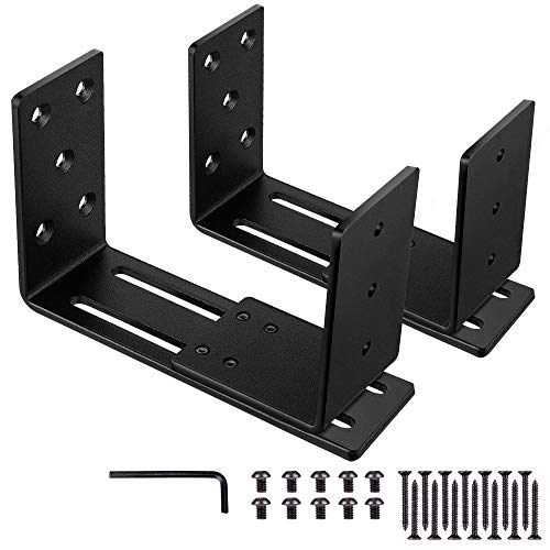 Adjustable Door Barricade Brackets (2pcs)-Drop Open Bar Holder for Security Door Reinforcement Steel U Bracket for outswing and inswing Doors or Gates